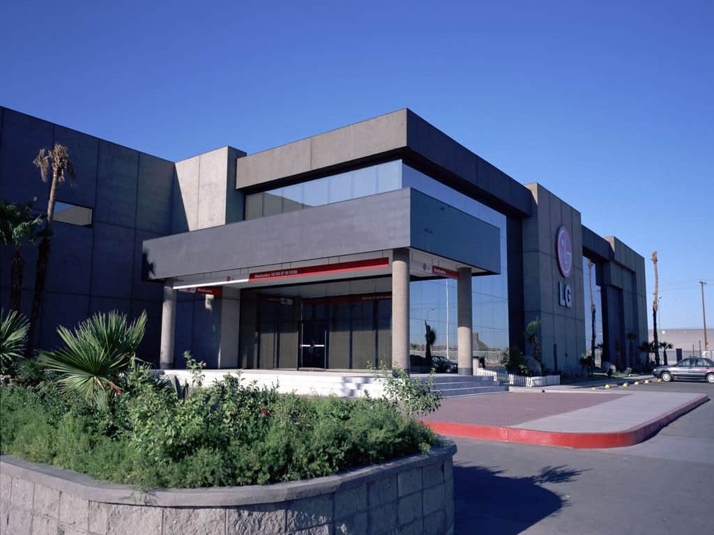 Eye level shot of LG Goldstar industrial facility in Mexicali, Baja California