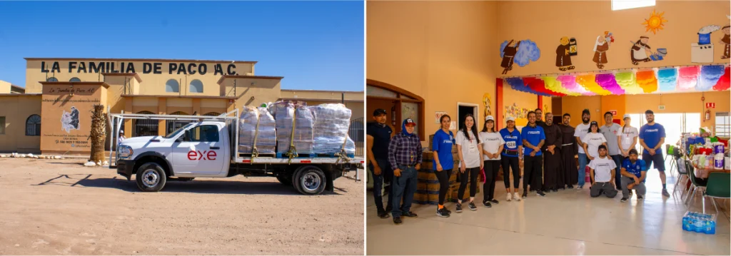 Hermosillo and Exe delivering food supplies to the foundation "La Familia de Paco".