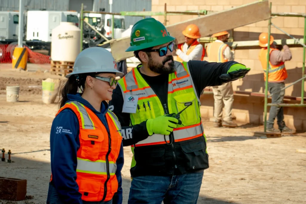 Safety inspection at a construction site.